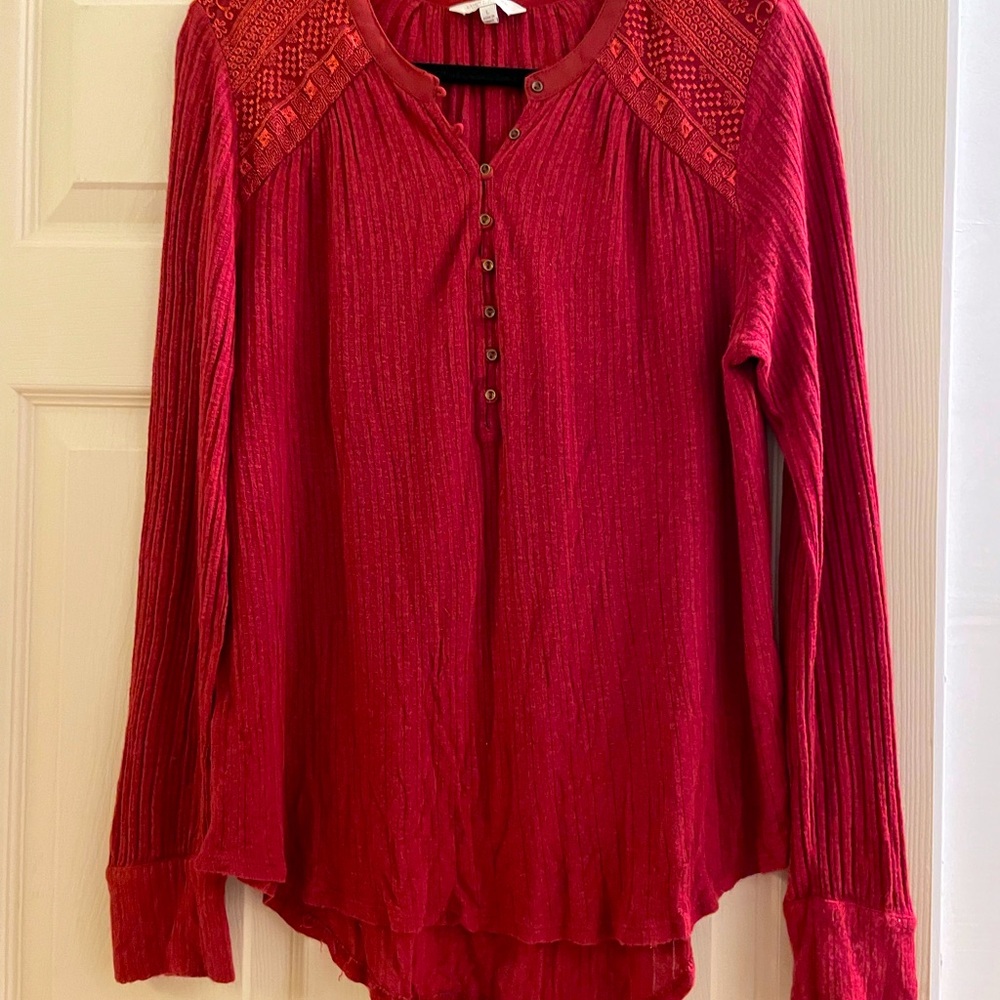 Lucky brand red blouse for women size L